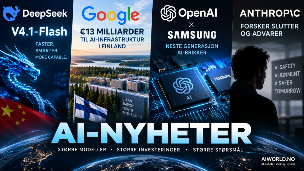AI-nyheter: DeepSeek V4.1 Flash, Google satser milliarder og AI-sikkerheten strammes til