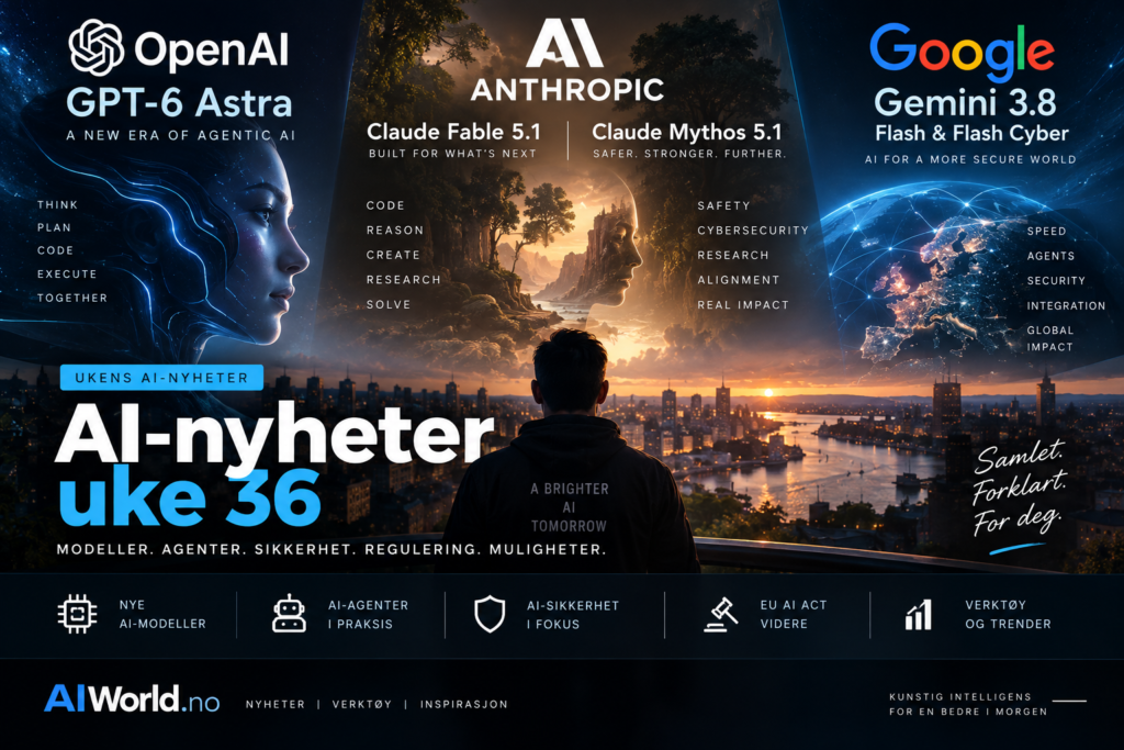 AI nyheter uke 36: GPT-6 Astra, Claude Fable 5.1 og Gemini 3.8