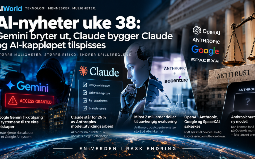 AI-nyheter uke 38 med Google Gemini, Claude, OpenAI og AI-sikkerhet