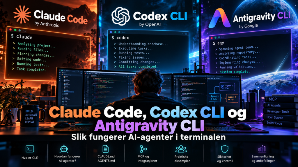 Claude Code, Codex CLI og Antigravity CLI: Slik fungerer AI-agenter i terminalen